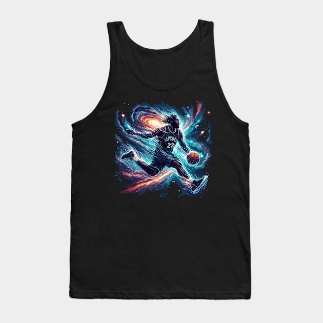 Cosmic Crossover: Where Hoops Meet the Universe Tank Top by Thewondercabinet28